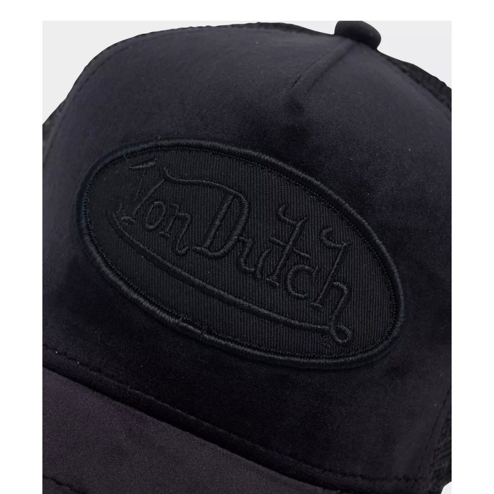 NEW Von Dutch Triple BLACK Velvet Patch Mesh Trucker SnapBack hat Cap Unisex Y2K - Picture 9 of 9